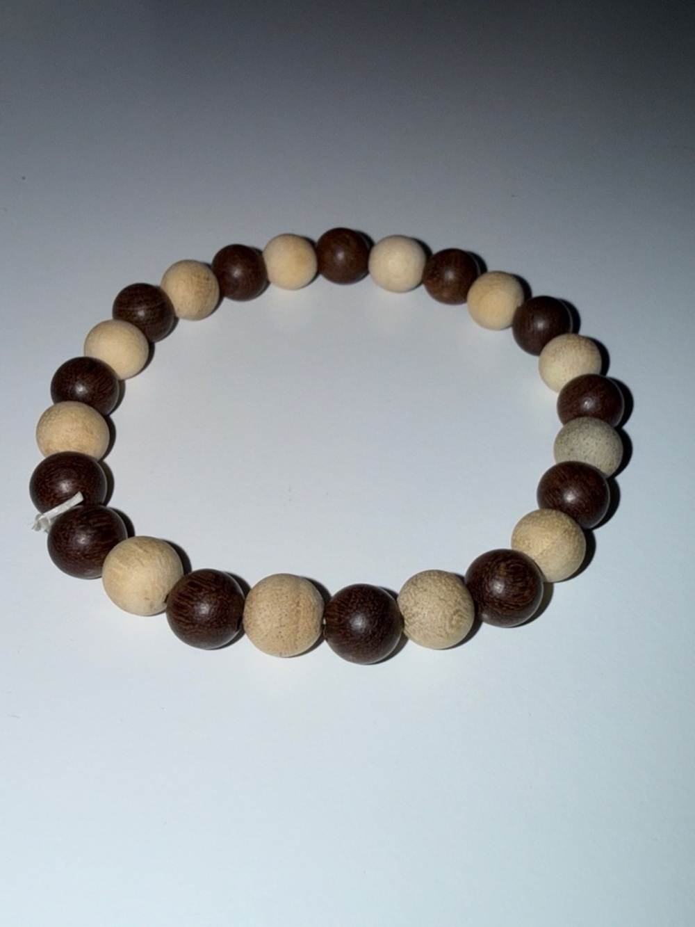 Handmade Dark Brown & Cream Wood Bead Bracelet Unisex